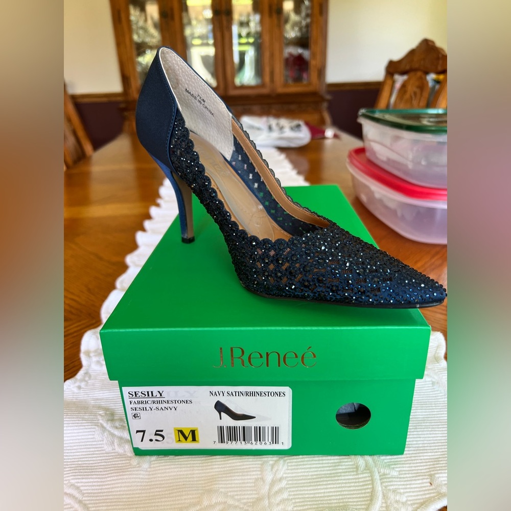 Navy gem stone accent shoes